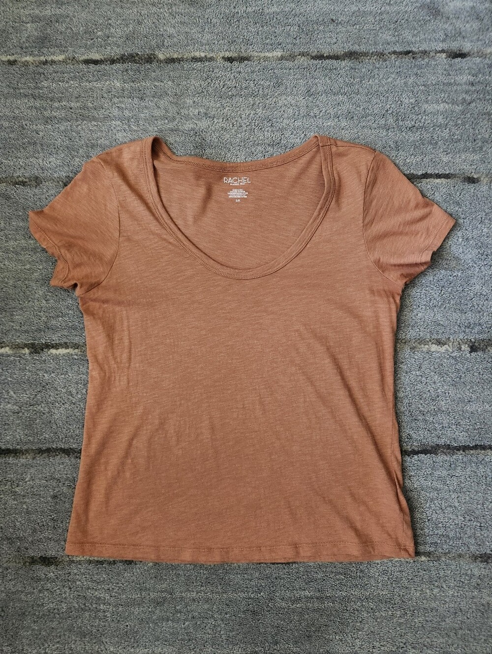 Rachel Scoop Neck Short Sleeve Top — Rust